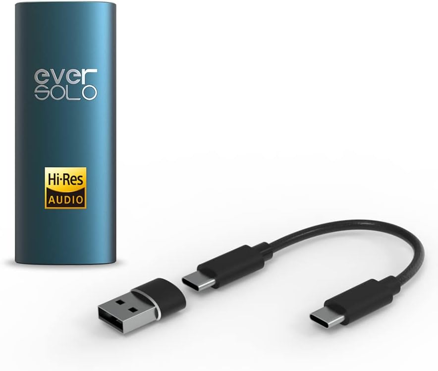 EVERSOLO H1 Portable Headphone Amplifier and DAC ES9281AC Pro High Resolution Supports PCM 384KHz/32bit DSD256 MQA 3.5mm Headphone Output for Android Smartphone/Tablet/PC